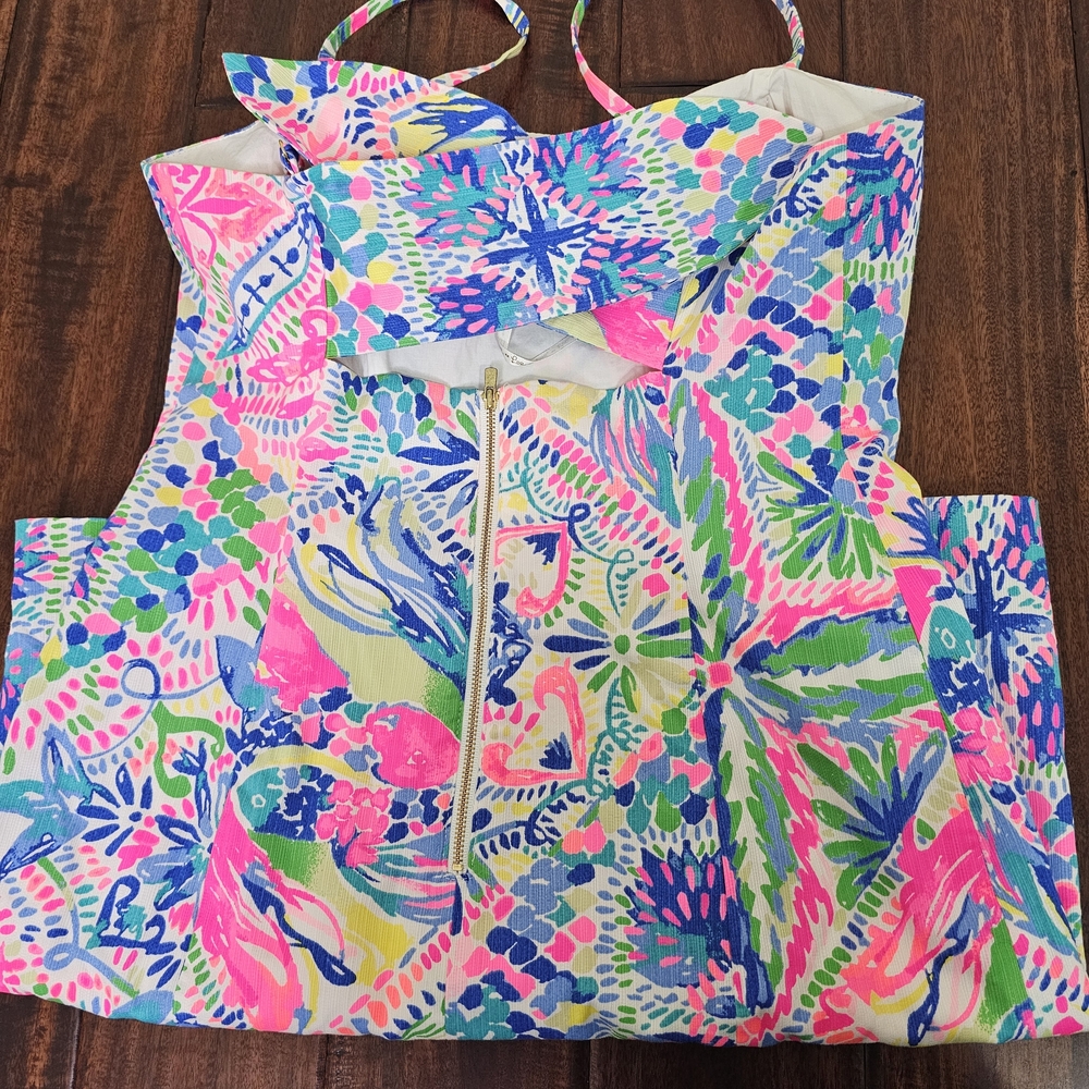Lilly Pulitzer Shelli Stretch Shift Dress Dancing On The Deck Print Size 6 - Picture 4 of 4